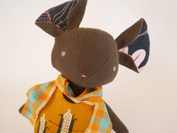 Linen mouse doll. brown mouse doll, handmade gift for all ages