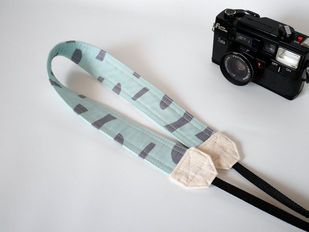 Canvas DSLR camera strap, light blue