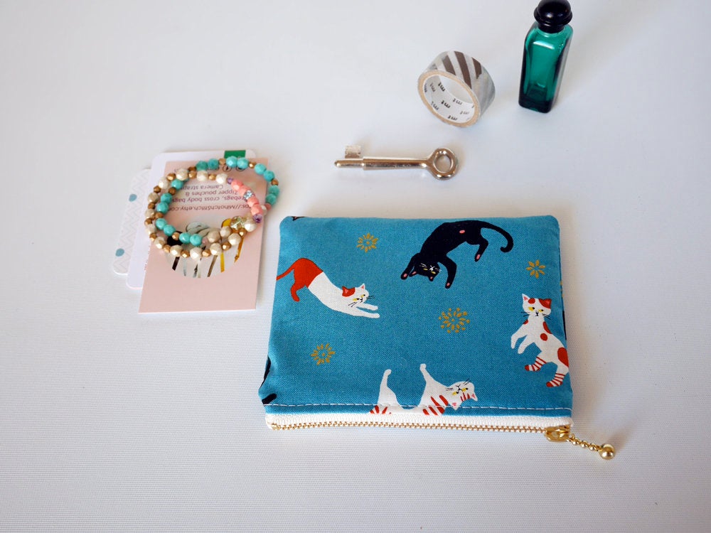 Cat zipper coin purse,  gift for cat lover