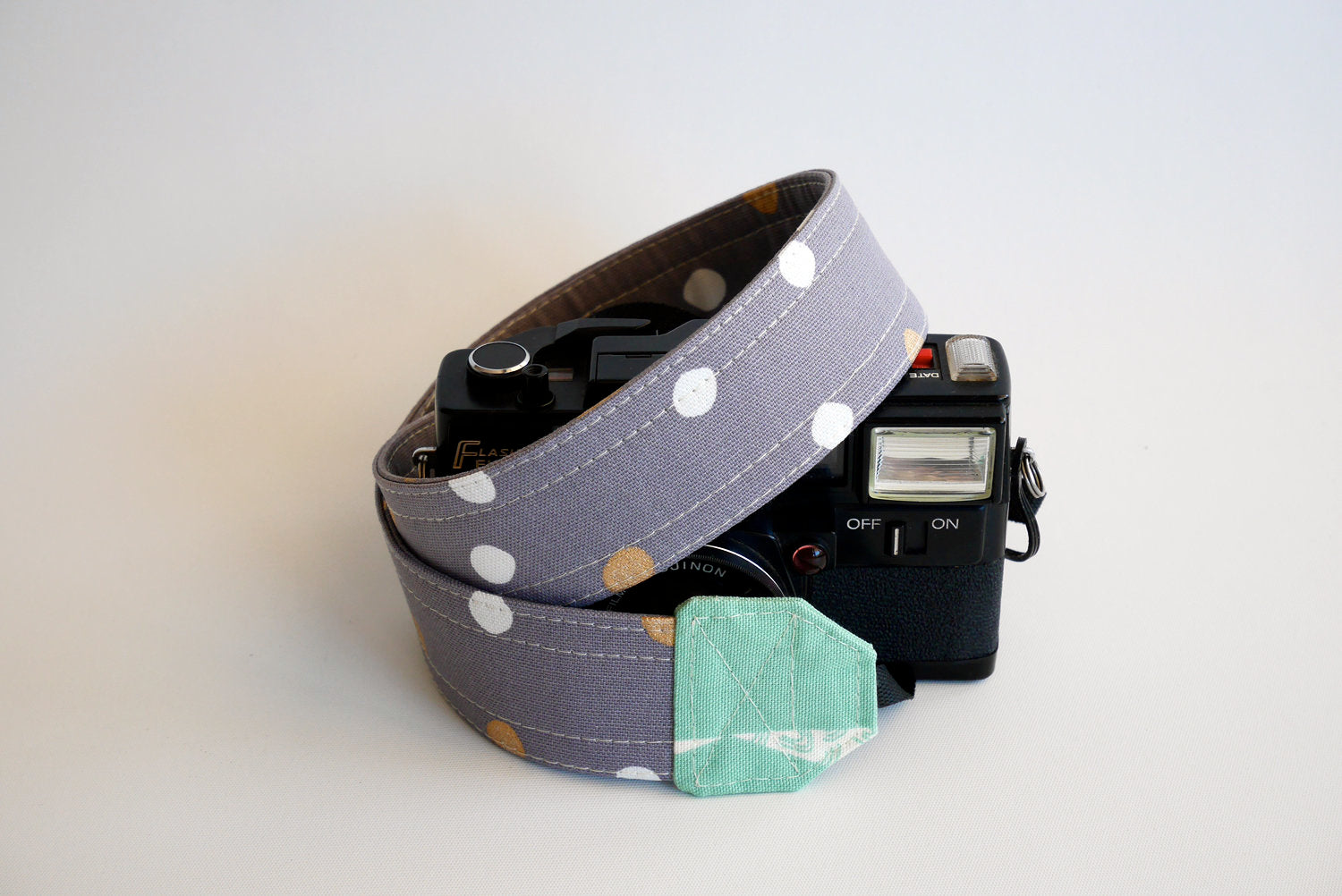 DSLR camera strap, polka dot coral pink or mint