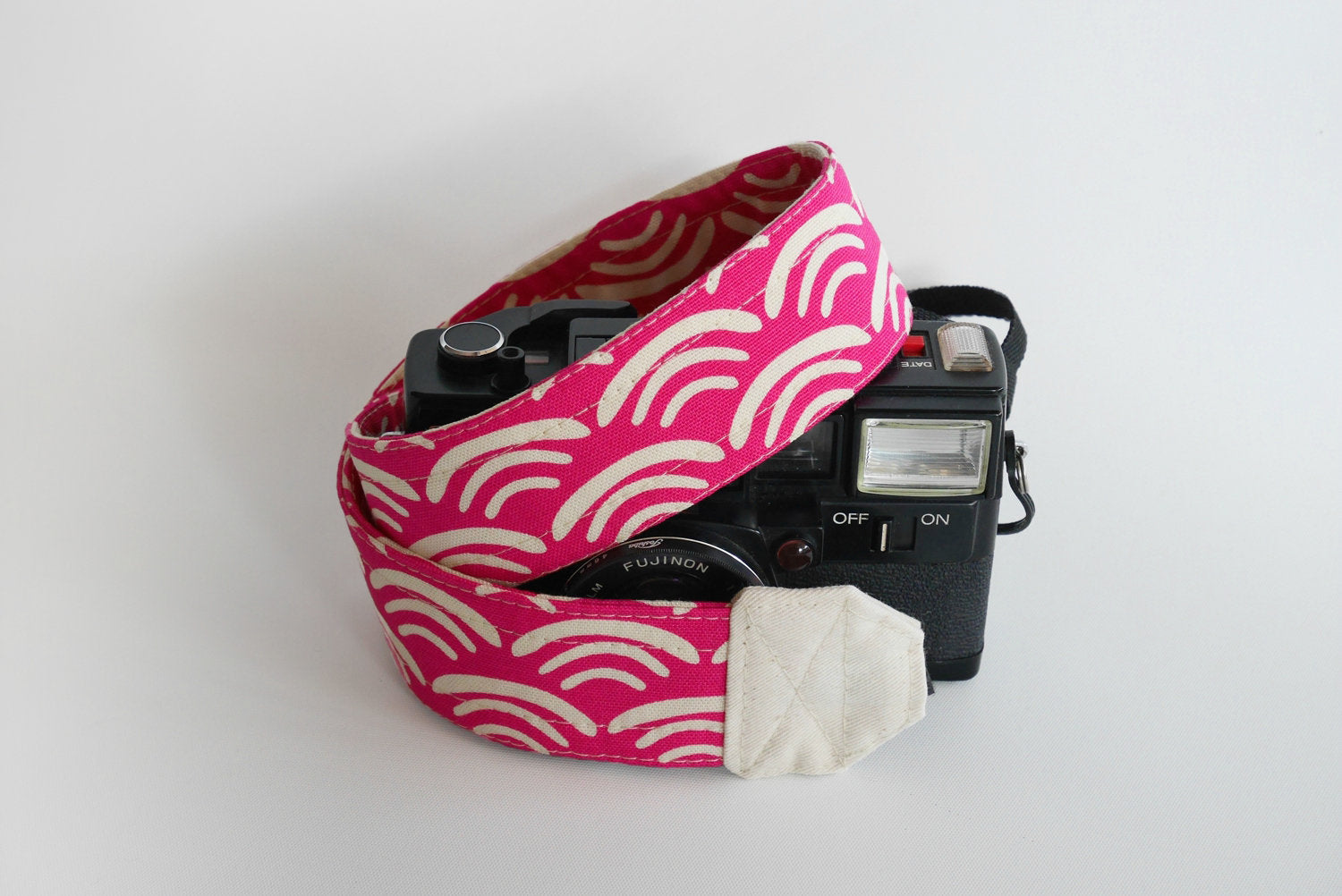 Pink Nikon strap, Japanese DSLR camera neck strap, organic cotton